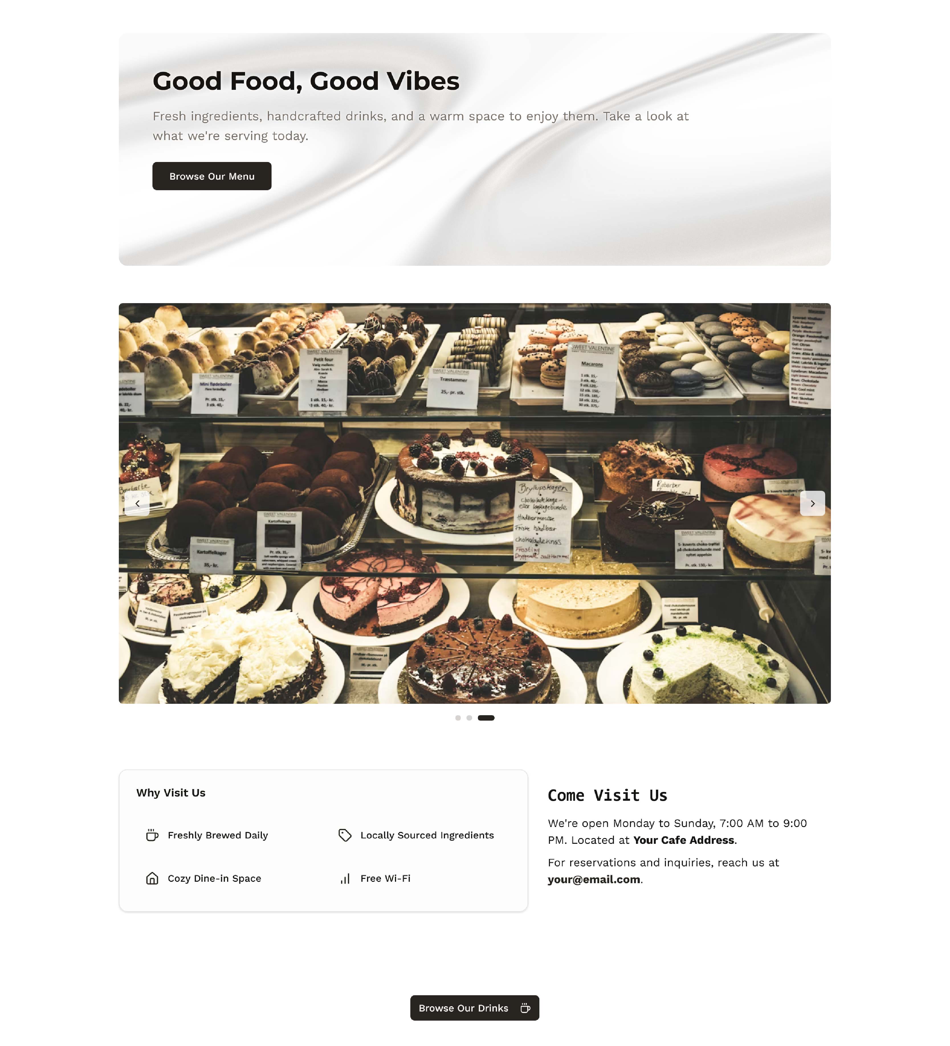 Cafe Menu — Welcome & hero